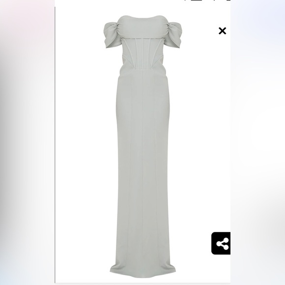 PLT Sage Green Corset Detail Bardot Bridesmaid Dress - Picture 7 of 7